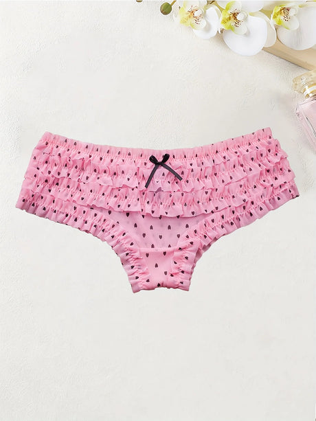 4PCS Cute dot small floral patterns  sweet knitted fabric with lace stitching  Women's low waist brief  Seamless  breathable  fa