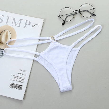 Sexy Thongs Women Sexy Lace Underpants Low-Rise G-string Double Waistband Underwear Sexy Hollow Out Transparent Underwear