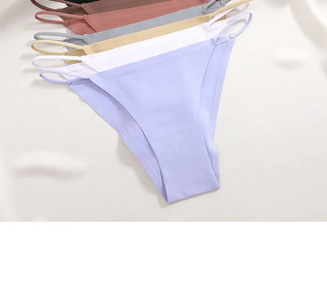 FINETOO 6Pcs/Set Ice Silk Sexy Briefs Thong Seamless Triangle Pants Women Panties Low Waist T-back Underwear Female Lingerie