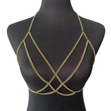 Metal Body Chain Bra Harness Sexy Chest Chain Beach Body Jewelry For Women 2025 Rave Accessories