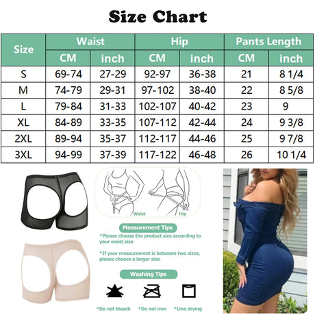 Women's Hollow Sexy Panties Butt Lifter Shapewear Tummy Control Bigger Butt Shaper Sexy Ass Briefs Underwear Nude Black S-3XL