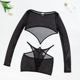 Sexy Lingerie Set Transparent Sheer Mesh Babydoll Erotic Nightwear Women Cutout Waist Lace Underwear Women's Sexy Nightie