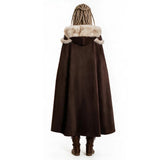 Women New Viking Barbarian Cape Goddess Warrior Plush Cape Retro Plush-Trimmed Hooded Cloak Set Medieval Retro Halloween Costume