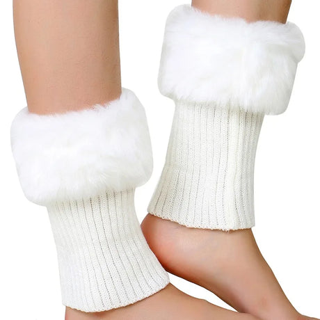 Women's Winter New Average Size Short Flip Flop Fur Warm Socks Boot Covers Knitted Wool Leg Warmers Breathable Anti-friction