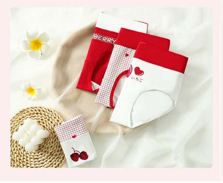 High Waist 4Pcs/Set Cotton Panties Women Body Slimming Underwear Breathable Cute Young Girls Briefs Female Lingerie