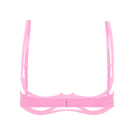 Womens Lingerie Open Breast Bras Wet Look Patent Leather Sexy Open Chest Quarter Cup Brassier Strappy Underwired Bra Underwear