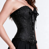 Women Bustier Corset Victorian Gothic Jacquard Front Busk Waist Cincher Halloween Party Wear