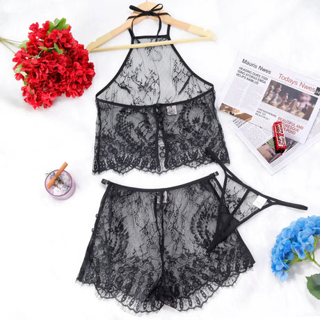 Sexy Lingerie Hollowed Out Suit Transparent and Seductive Mesh See Through Sets for Women Porn Lace Bra Lingerie Sets Intimates