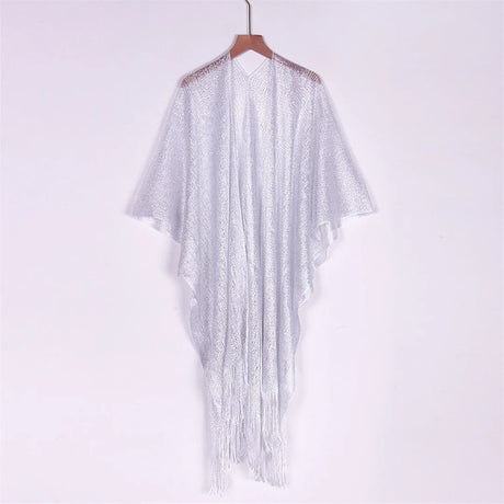Swimsuit Cover-ups  Fashion Tassel Gold Bikini Beach Cover Up Sexy Beach Dress Tunics for Women Summer Wear See Through