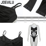 Sexy Women Bodysuit Cut Out Bodycon Jumpsuit Strap Cami Y2K Pure Aesthetic Tops Summer Sleeveless Solid Color Crop Outfit Tee