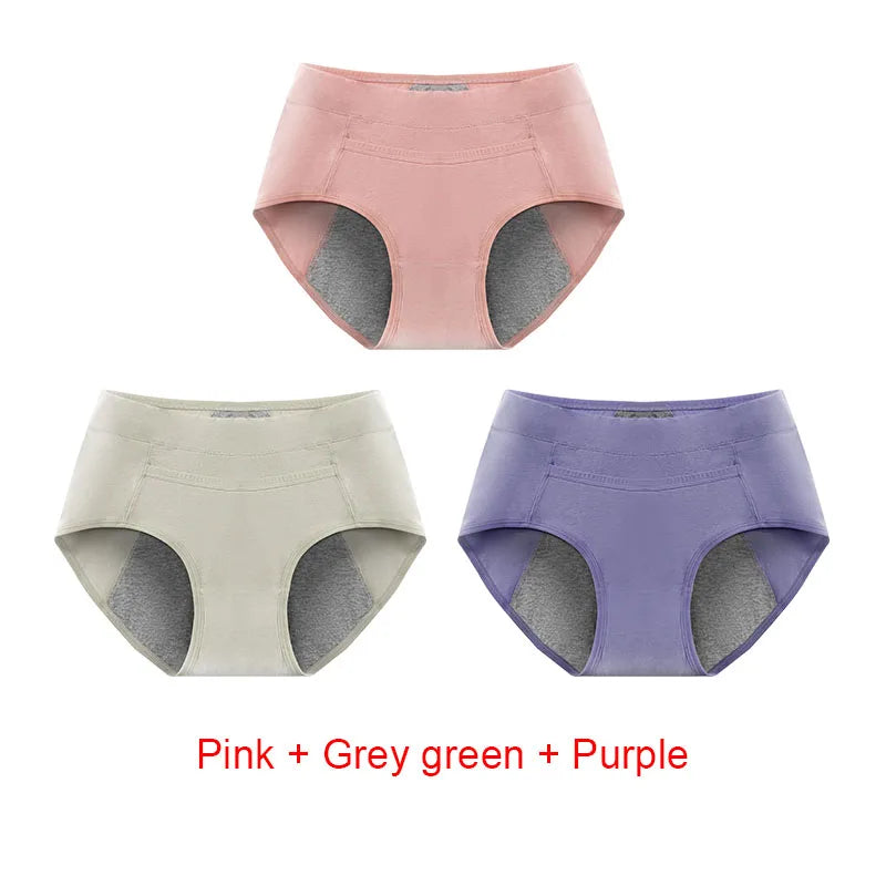 3PCS Cotton Menstrual Panties Leak Proof Breathable Sexys Panties Woman Women Girls Physiological Pants Women's Intimates M-XL