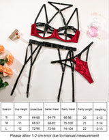 Sexy Lingerie Set for Women Hollow Out Open‑cup Underwire Bra Garter Belt Multi‑piece Bondage Lingerie Kit