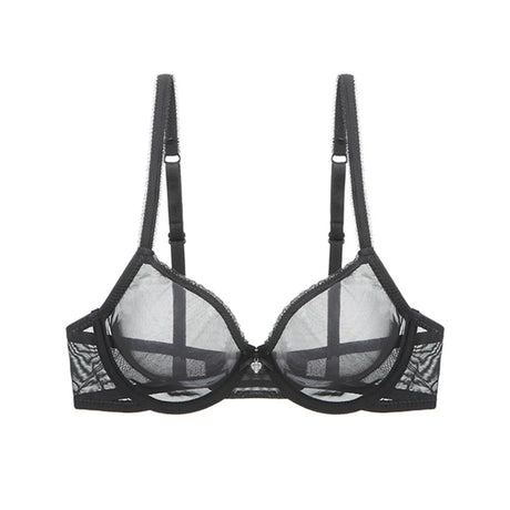 Varsbaby Women's Mesh See Through Bra Underwire Unlined Sheer Brassiere Sexy Ultra-thin Yarn Underwear Plus Size CDE Cup Bras