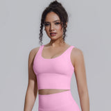 Women Summer Yoga Bra Underwear Shockproof Bra Sports Running Beautiful Back V Shaped Fitness Yoga Tank Top Bra with Chest Pad ﻿
