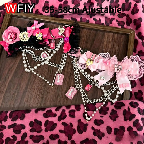 Women Thigh Garter Heavy Ornate Shibuya Spicy Gal Cute Rhinestone Hair Clip Gyaru Maximalist Accessory For Yukata Photoshoot