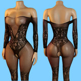 Women's Sexy Pink Mesh Underwear High Elasticity Fishnet Hollow Out Three Piece Open Crotch Babydoll Set Exotic Lingerie