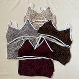 LOGO 2pcs High Quality Yoga SetNew Leopard Print Sports Underwear, Shockproof Butt Lift Workout Sports Trousers Women Activewear