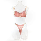 Krasapt Romantic Satin Lingerie 2 Pcs Sets Sexy Patchwork Bras And Thongs Underwear Suits Wedding Night Erotic Intimate Outfits