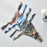Men Women Unisex Camouflage Print Thong Underwear Adjustable Waist Strap Briefs 4 Styles  Sexy Low Rise G-string Panties For D
