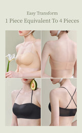 SUJIIN Invisible Strapless Bra for Women Wireless Seamless Push Up Bralette Lady Summer Convertible Multiway Lift Bras Female