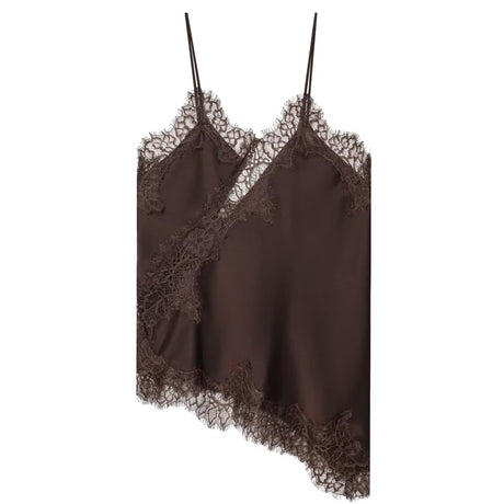 HXAO Lace Asymmetrical Top Women Tanks & Camis Summer 2025 Black Slip Sleeveless Top  Ladies y2k Backless Off Shoulder Camisole