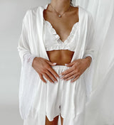 Pajama Sets Patchwork Lace Robe Sets With Bra Satin Sexy Underwear Set Woman 3 Pieces Sleepwear Sets Bathrobes 2023 Nightwear