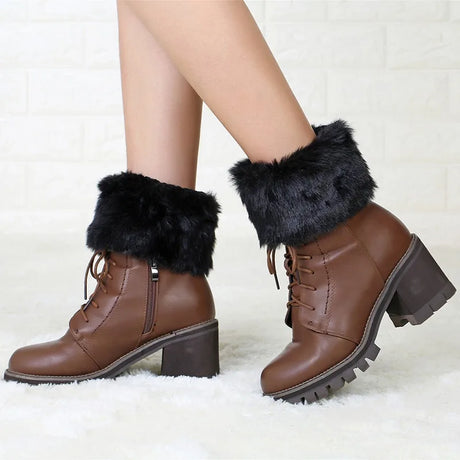 Women's Winter New Average Size Short Flip Flop Fur Warm Socks Boot Covers Knitted Wool Leg Warmers Breathable Anti-friction