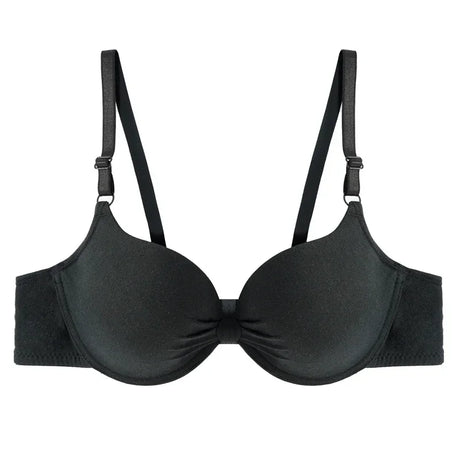 Sexy Women Cotton Gathered Bra Deep V Underwire Ladied  Brassiere Push Up Lingerie Solid Bras Backless Intimate Underwear