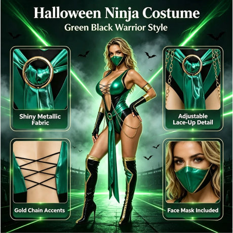 7 Pcs Women Themed Cosplay Costume Set, Includes Mask Gloves Socks Belt, Sleek Tailored Outfit for Role‑Play, Party & Gifting