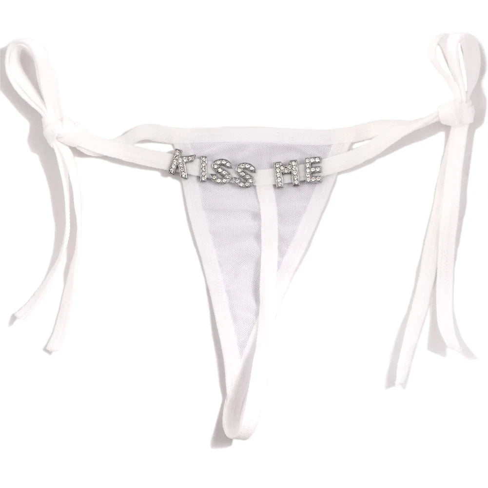 Custom Name Thongs String Panties Women Personality Underwear Bikini Lace Tanga Thong Low Waist Girl Body Jewelry Birthday Gift