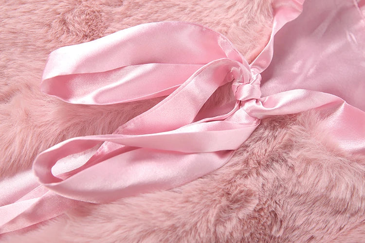 Cutenew Elegant Tank Tops Woman Autumn Trend Furry Comfortable o-Neck Bow Decoration Sweet Girl Street Fashion Y2K Style Vest