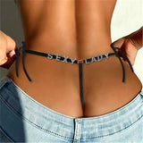 Custom Name Thongs String Panties Women Personality Underwear Bikini Lace Tanga Thong Low Waist Girl Body Jewelry Birthday Gift