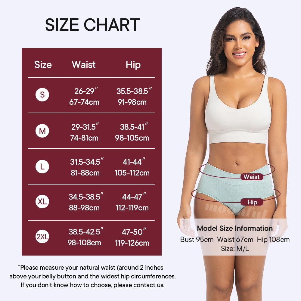 Menstrual Panties Woman Super Absorbent Menstrual Panties High Waist Bamboo Fiber Leakproof Menstruation Period Underwear Girl
