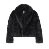 Neo Mint Street Fashion Shawl Collar Faux Fox Fur Coat Women 2024 Winter Cool Girls Black Short Fur Jacket Vintage Chic Overcoat