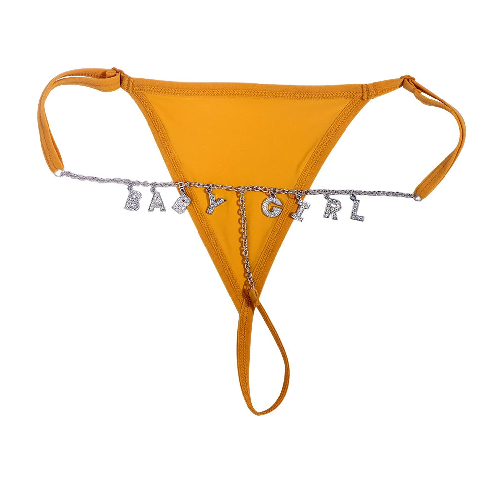Customize Name Crystal Letters Waist Body Chain for Women Sexy Leopard Underwear Bikini Thong Body Jewelry Valentine's Day Gift