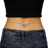 Gothic Heart Flame Waist Chain Sexy Punk Metal  Waist Belly Belt Chain Y2K Body Chain for  Beach Bikini Party Outfit Jewelry