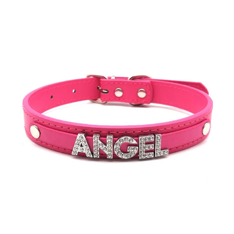 Sexy Hot Rosy Leather Customized Name Letters Collar Choker Necklace DIY Personalized Cosplay Buckle Belt Chocker Jewelry Gift