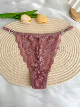 Custom Rhinestone Letter Name Text Sexy Lace Thong Panties Low Rise G-string Personalized Gift Wife Lover Anniversary Festival