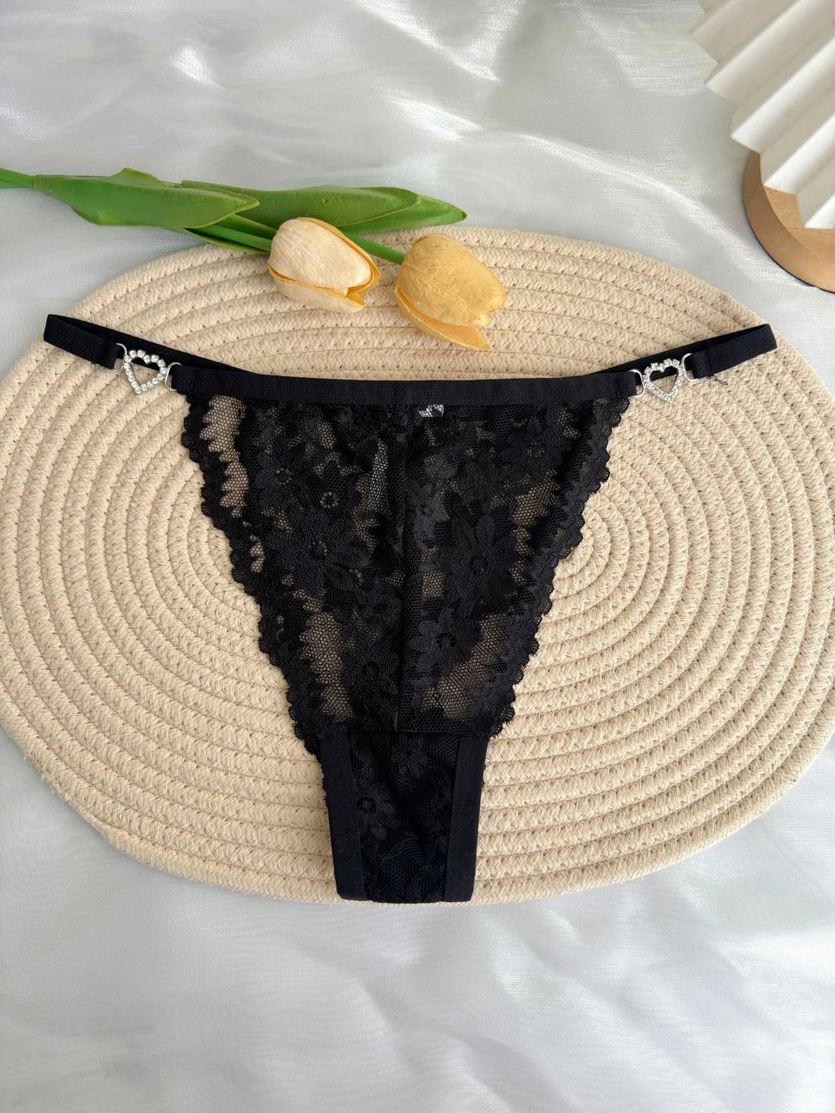 Custom Rhinestone Letter Name Text Sexy Lace Thong Panties Low Rise G-string Personalized Gift Wife Lover Anniversary Festival