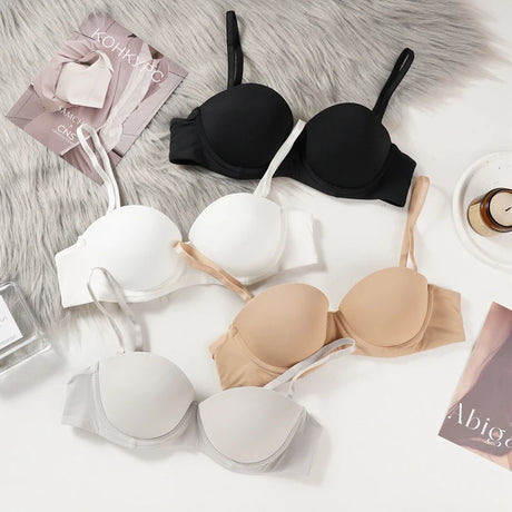Half-cup Non-slip Strapless Bras for Women Push-up Seamless Underwear Prevent Sagging Small Busts Bra