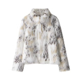 Short Stand Faux Fur Jacket White Loose Luxury Plush Coat Stylish Long Sleeves Women's Furry Jacket Winter New Fluffy Outerwears
