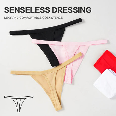 5Pcs Sexy Cotton Thongs Low Waist Seamless Female Comfortable Lingere Underpants Breathable Underwear Women G String