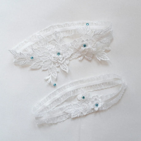 Sexy Lace Garter Women Socks Ring Bride Leg Ring Wedding Dress Ring Decoration Garters Thigh Bands Flowers With Rhinestone Blue