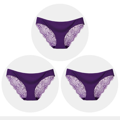 Women's Seamless Underwear Leopard Intimate Women Sexy Lace Black Floral Panties Seamless Panty 3pcs/set