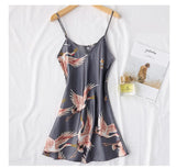 Sexy Nightwear Gown Set Women 2PC Pyjama V-Neck Pajamas Silky Sleepwear Spring Lady Sleep Suit Robe Wear Home Negligee Homewear