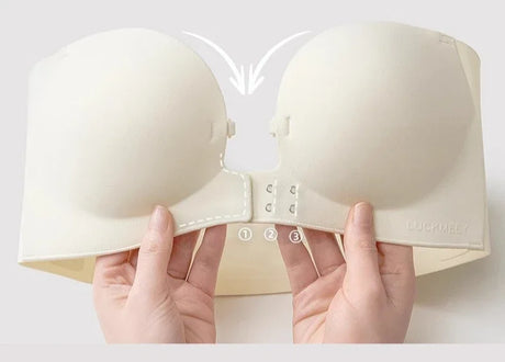 Front Closure Strapless Bras For Women Seamless Push Up Brassiere Thick Soft Underwear Solid Color Adjustable Invisible Lingerie