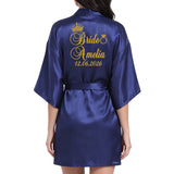 Customized Logo Wedding Date Name Bathrobe Faux Silk Bridal Robe Bride Bridesmaid Wedding Robes Woman Bachelorette Preparewear