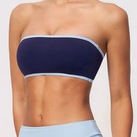 Summer Strapless Sports Bra Color blocked Women Quick-Drying Yoga Bra Women's Tube Top Fitness Chest Wrap Underwear Workout Bras