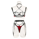 Sexy Lingerie Set for Women Hollow Out Open‑cup Underwire Bra Garter Belt Multi‑piece Bondage Lingerie Kit