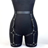 Women Fashion Harness Waist Belt Set PU Leather Harness Waist Belt Body Harness Breast Leg Garter Belt Goth Clothing Accessory